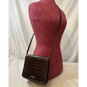 Nine West Brown Faux‎ Alligator Leather Crossbody Purse